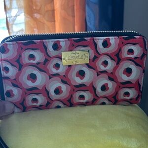Nanette Lepore Pink and Black Floral Clutch